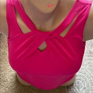 Nine West Hot Pink Twist-Keyhole Sleeveless Tank